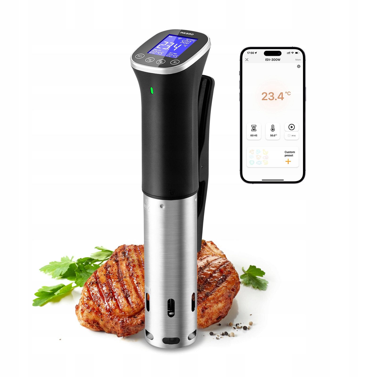 Inkbird ISV-300W WiFi Sous Vide přístroj s vodotěsností IPX7 a funkcí rezervace