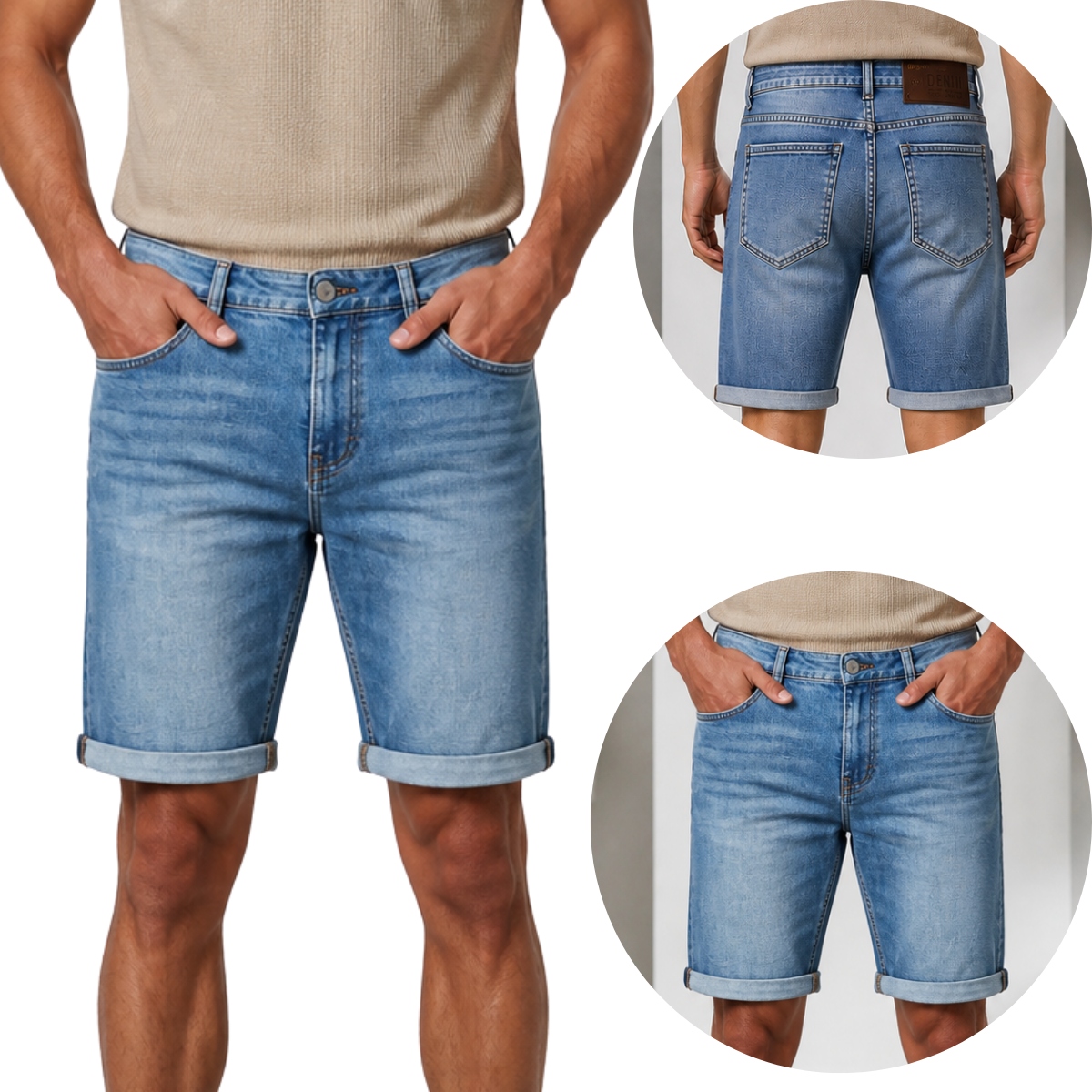 Kraťasy, modré, krátké, denim premium Pl 202517 W36