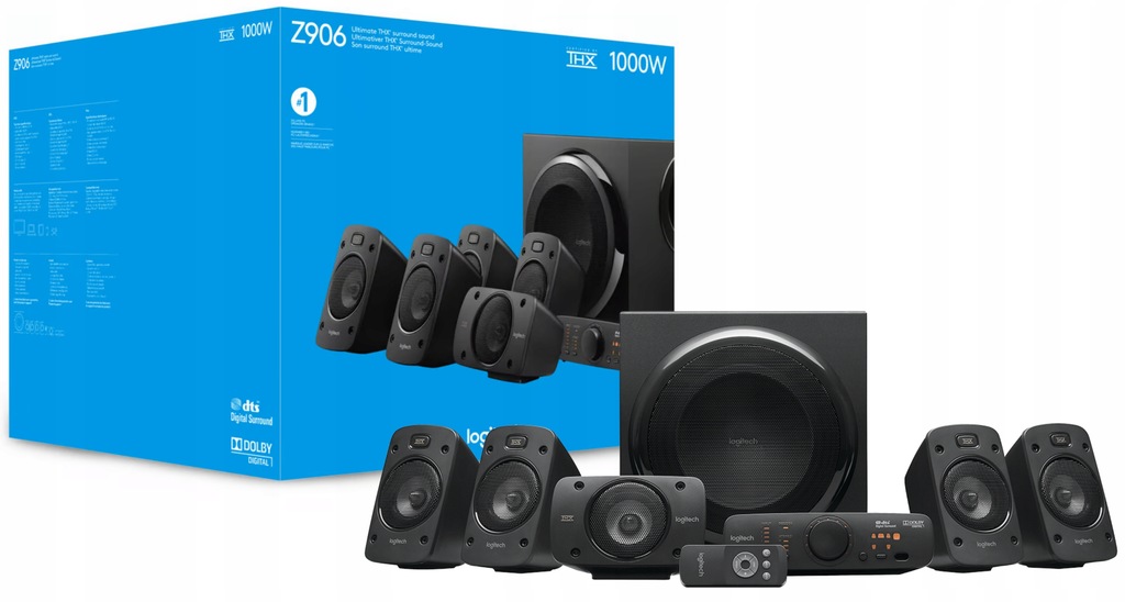 Zestaw głośników Logitech Z906 5.1 Thx 500W Surround Dts Subwoofer Pilot