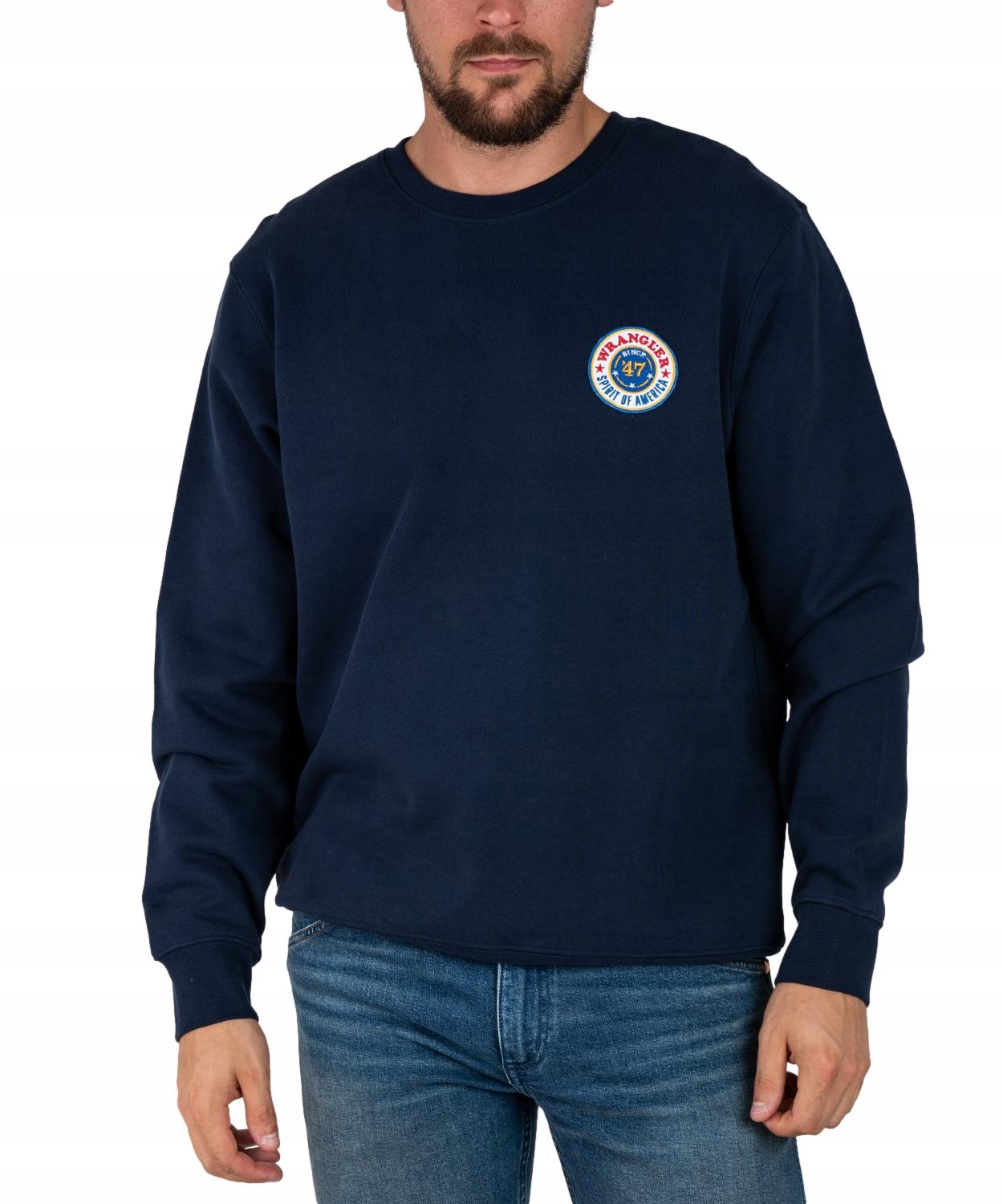 Mikina Wrangler Logo Crew Sweat 112341214 W6L7IQ114 Navy XL