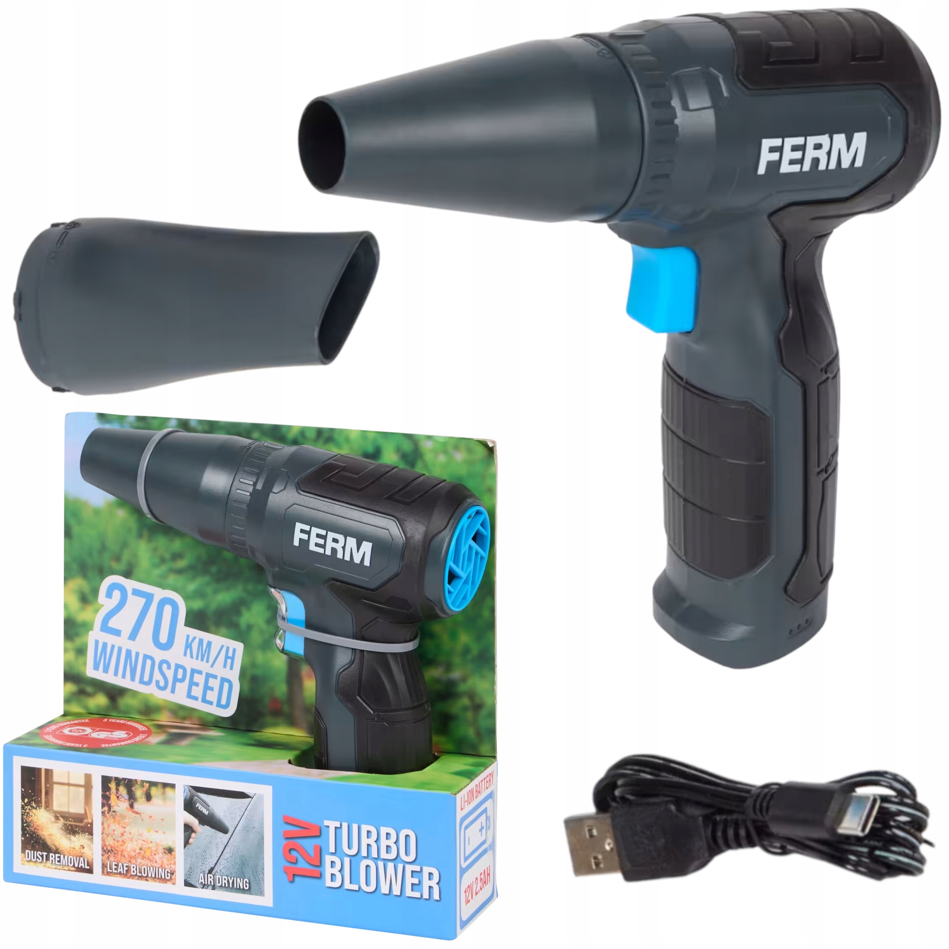 Dmuchawa Akumulatorowa Mocna Elektryczna Sprężone Powietrze Kompresor 270km