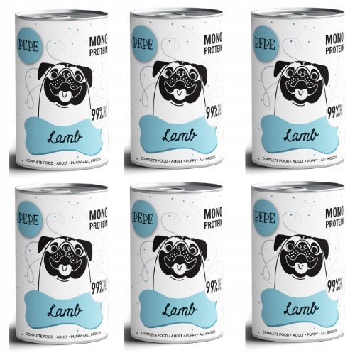 Paka Zwierzaka Jagnięcina 6x400g Monoproteinowa Karma mokra dla psa
