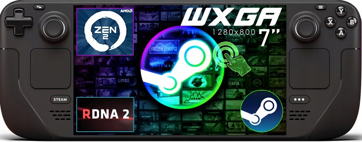 Přenosná konzole Valve Steam Deck Amd Zen 2 16GB 256GB Ssd 7" Ips Pro Hry