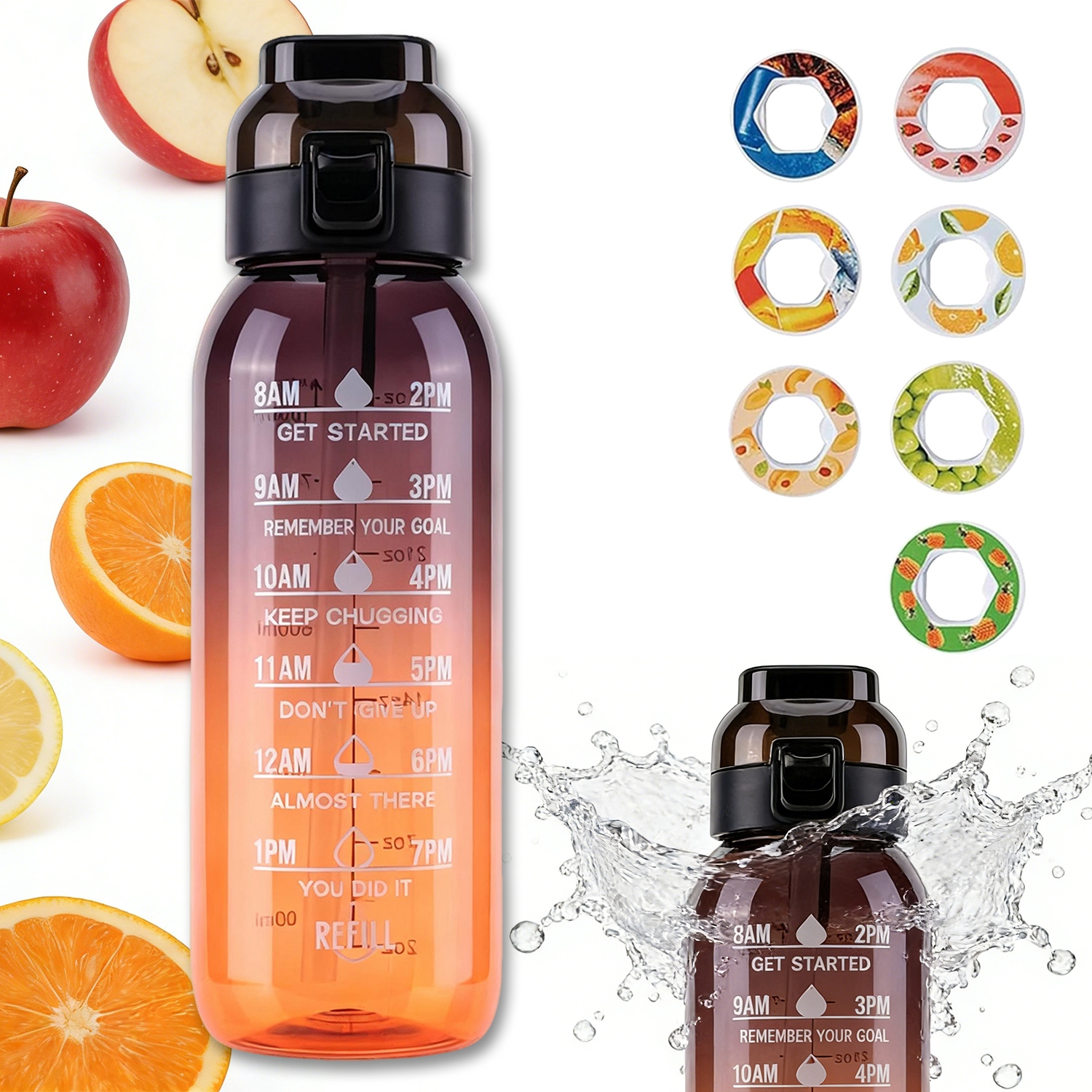 Chutná Láhev na vodu 1000 ml se 7 kapslemi – bez cukru a kalorií