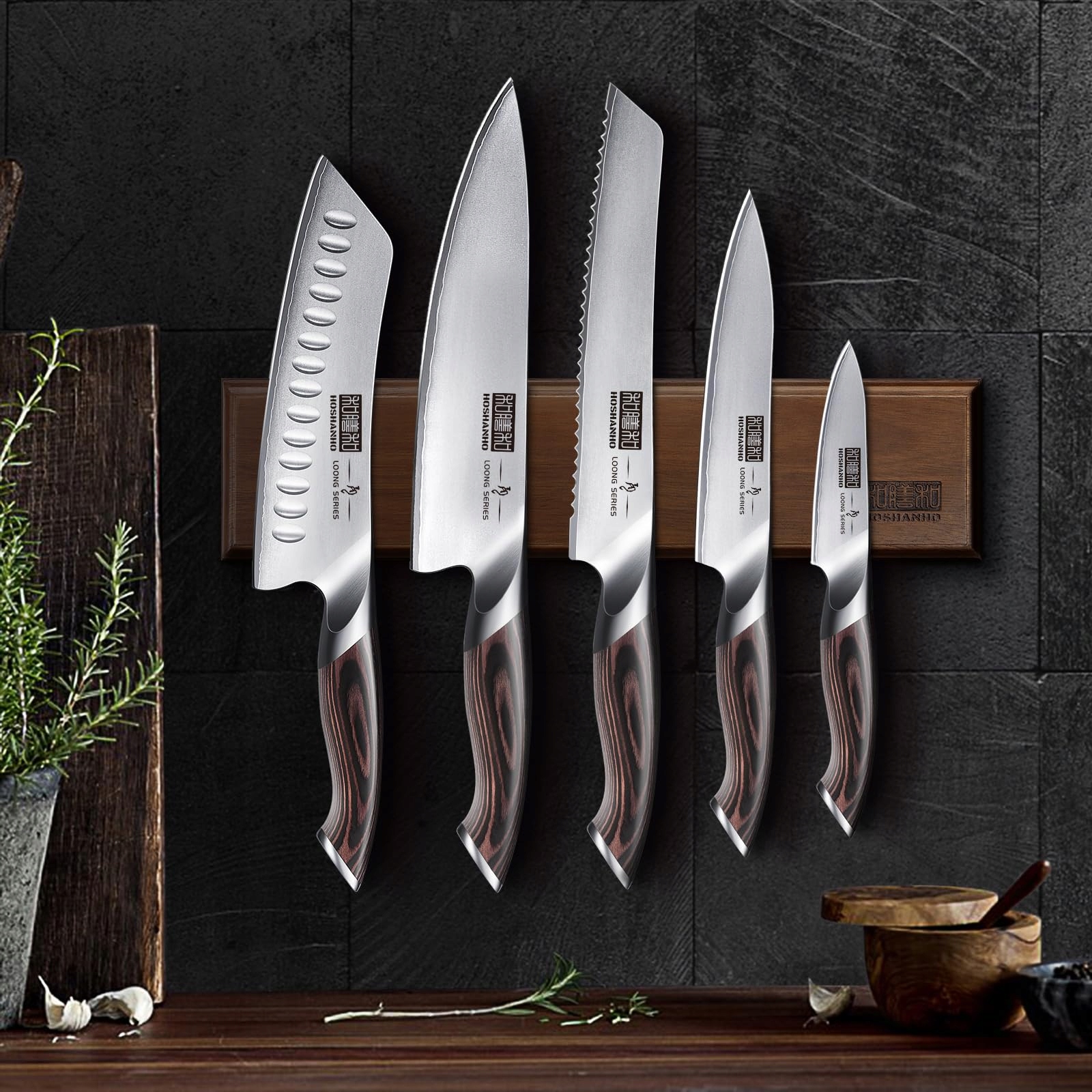 HOSHANHO 6-Piece Ultra Sharp Kitchen Knife Set with Magnetic Holder — miniatura 7