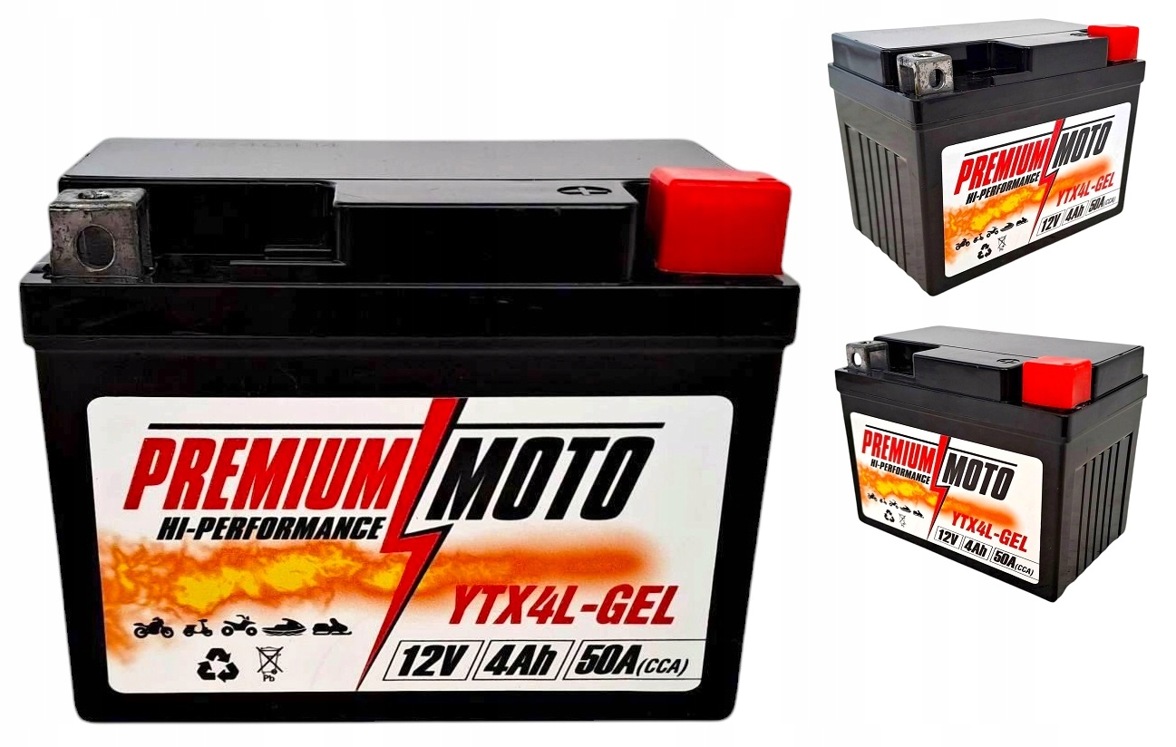 Akumulator Motocyklowy Premium Moto YTX4L-GEL 12V 4Ah 50A