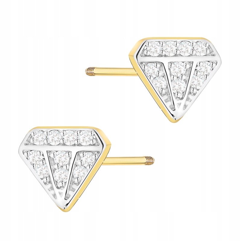 Zlaté Náušnice pr. 585 Tužka ve tvaru briliantů s diamanty 0,10 ct