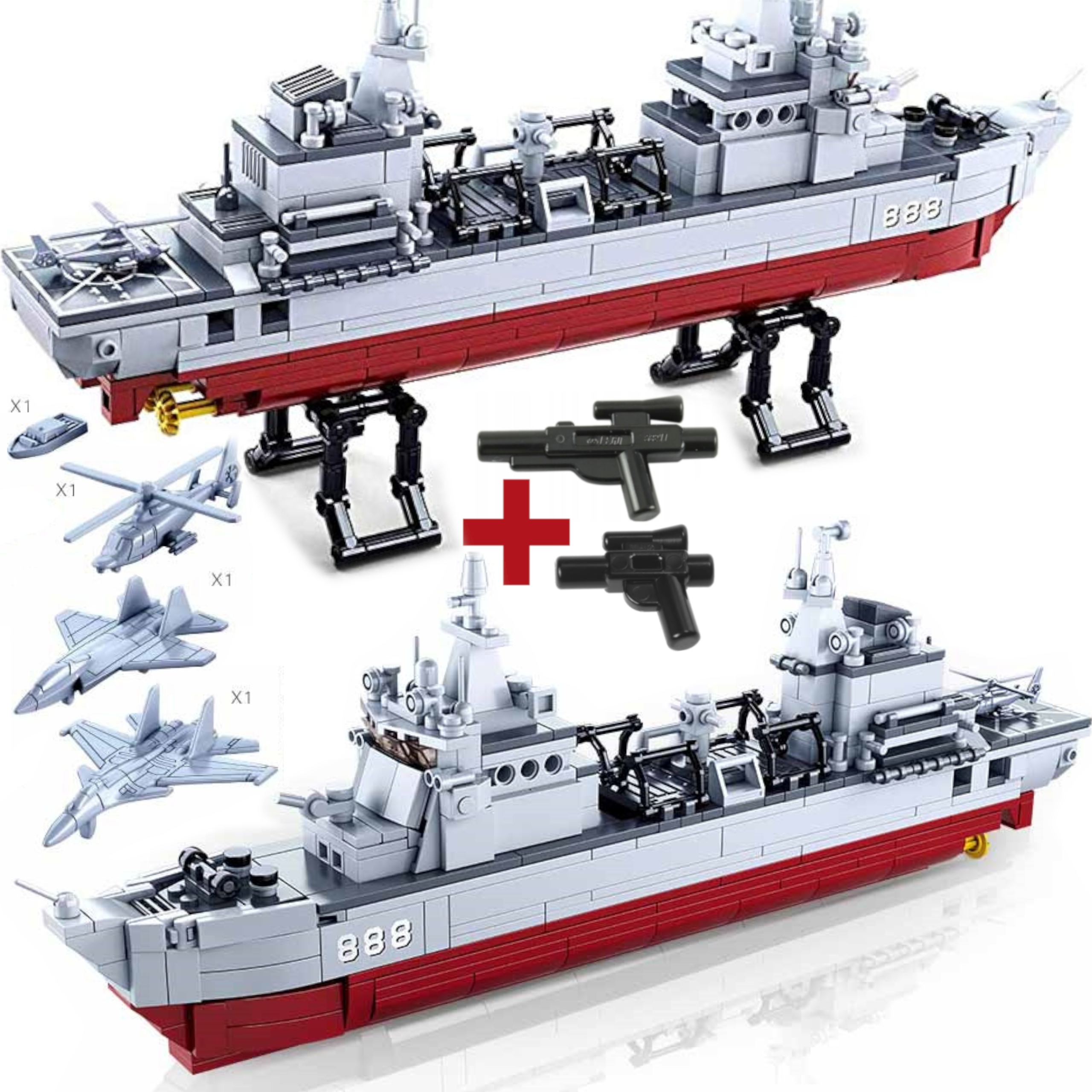 

Klocki Statek Wojskowy Niszczyciel Okręt+lego Broń