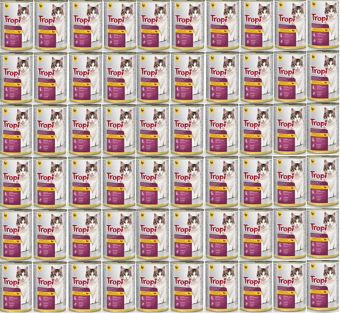 Krmivo mokré pro kočky Tropi s drůbežím v omáčce 415 g x 60 ks Drůbež kočka