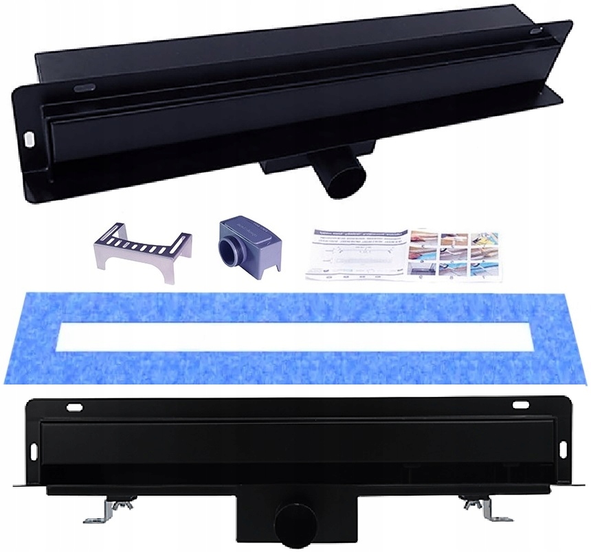 Odpływ liniowy Nordic Tec Ścienny Full-black 80cm Odpływ Czarny Ścienny 80