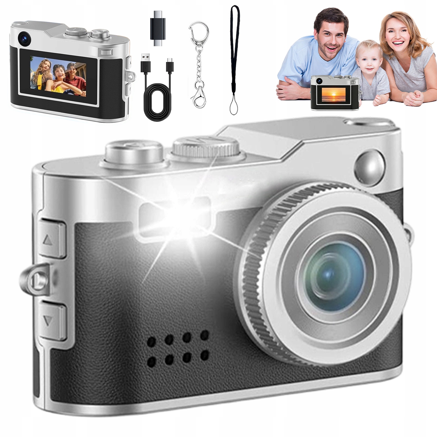 Udeřit! Mini Fotoaparát Číslic. 1080P 2MP 0,96PALCOVÝ Barevný Led Displej, Černý