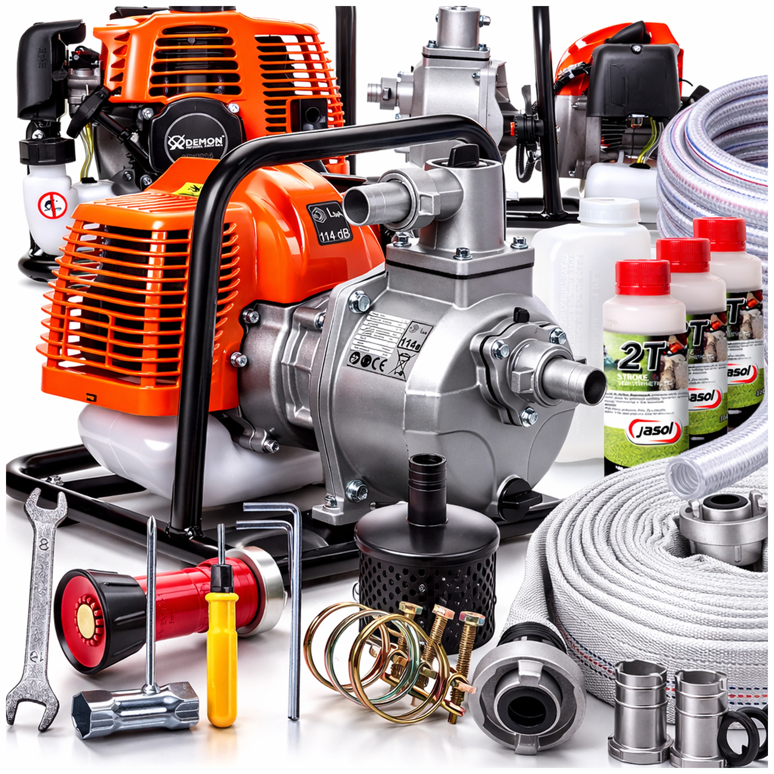 Motopompa Pompa Spalinowa Wody 1 Cal +węże+prądownica+olej 5,2KM Zestaw