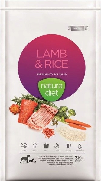 Natura Diet Jagnięcina Z Ryżem Mini małe rasy 3 Kg