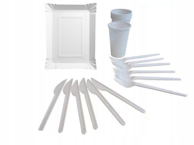 

Zestaw Grillowy 6 Tacek 6 Kubków 6 Widelcy 6 Noży