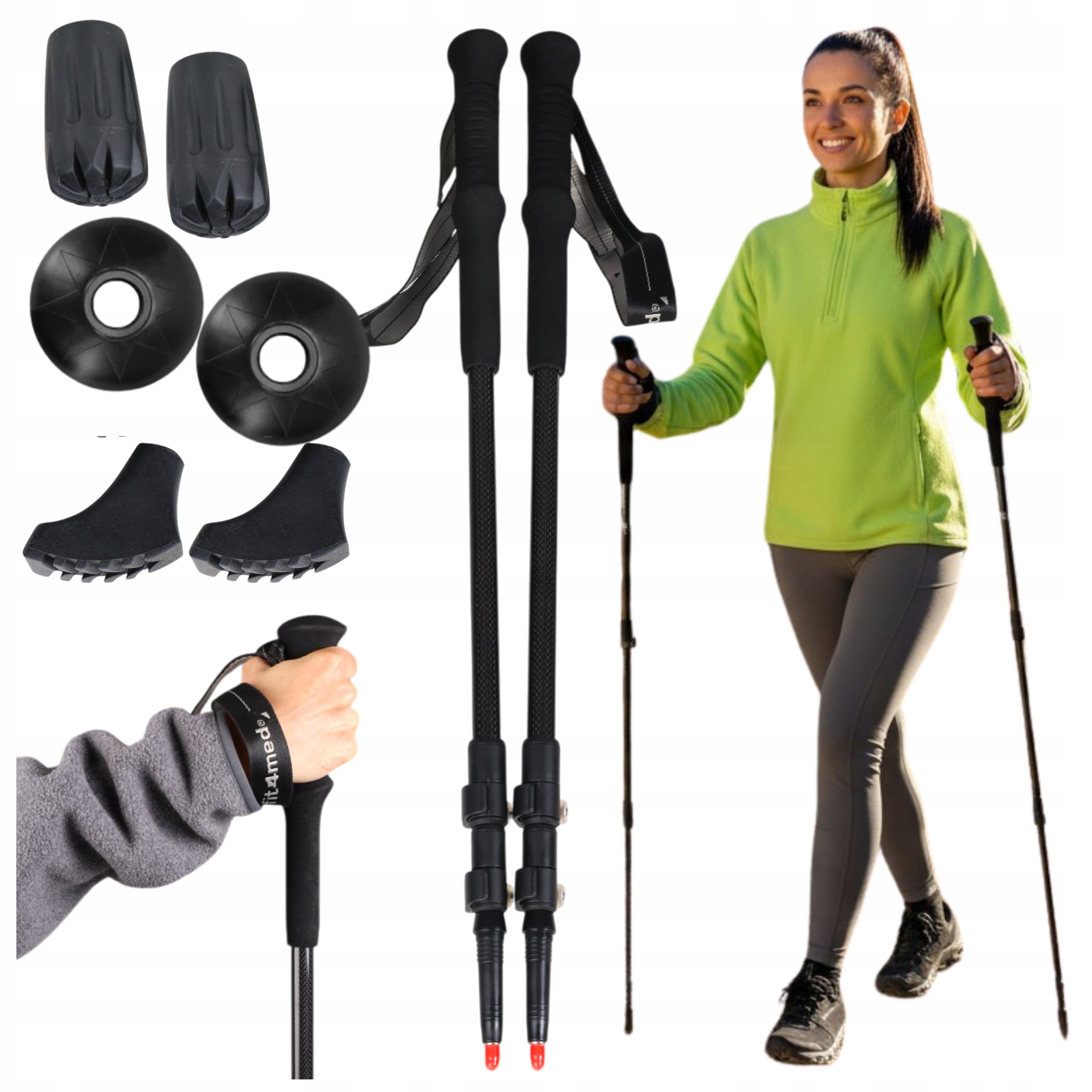 Trekové hole skládací karbonové lehké hole pro nordic walking chůzi