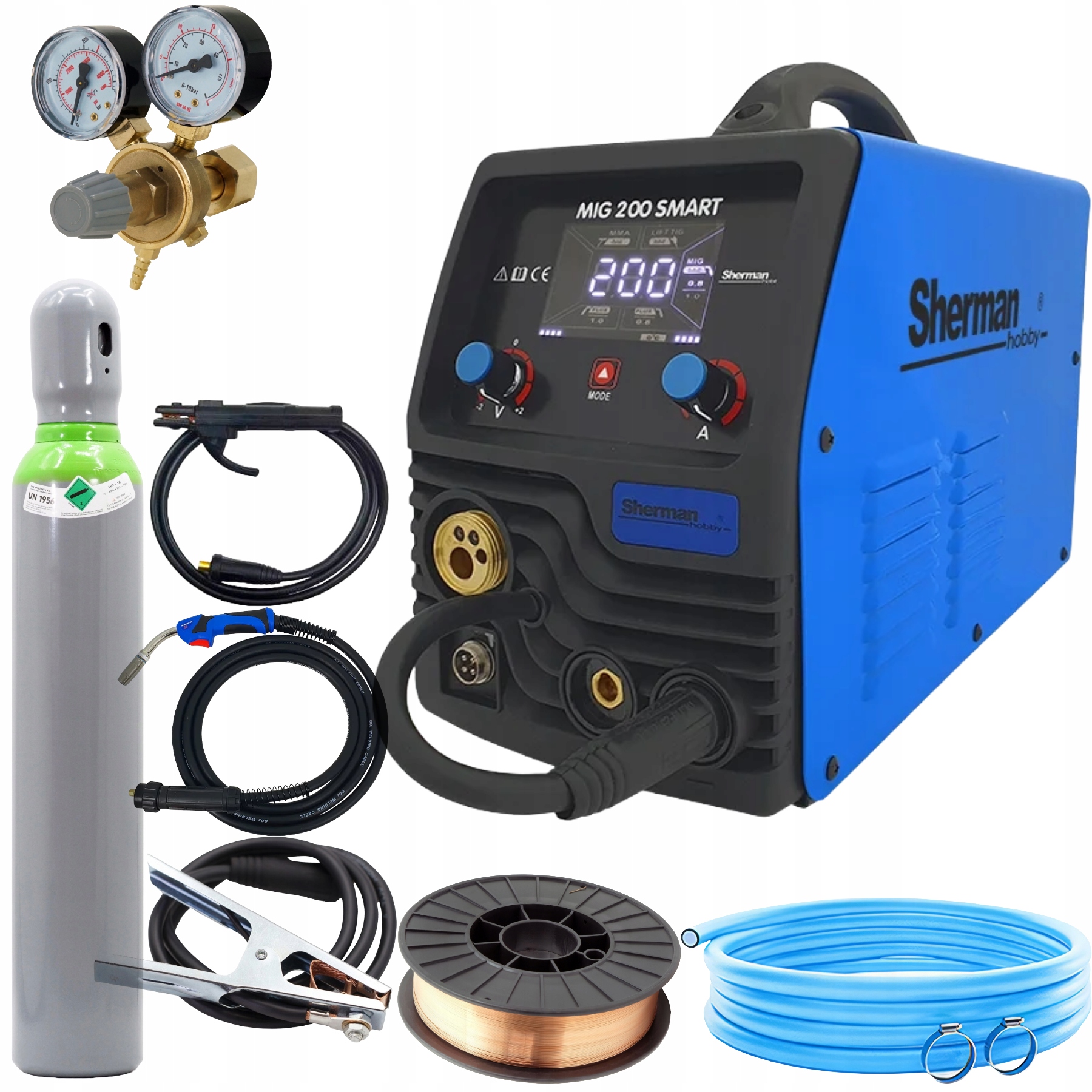 Mig 200 Smart Sherman Zestaw spawalniczy gotowy komplet do spawania
