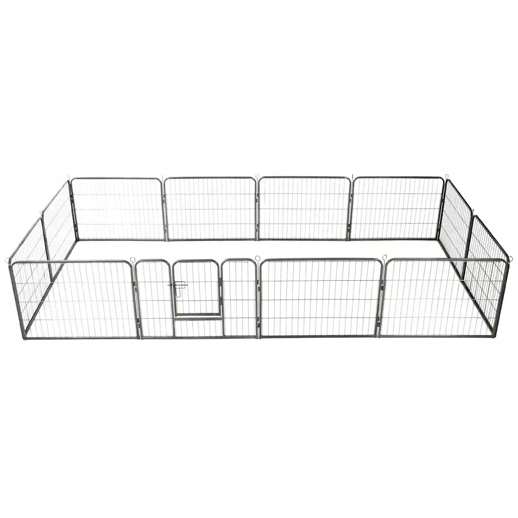 Kotec pro psy s 12 panely, černá, 80 x 60 cm, dvířka 31 x 43 cm