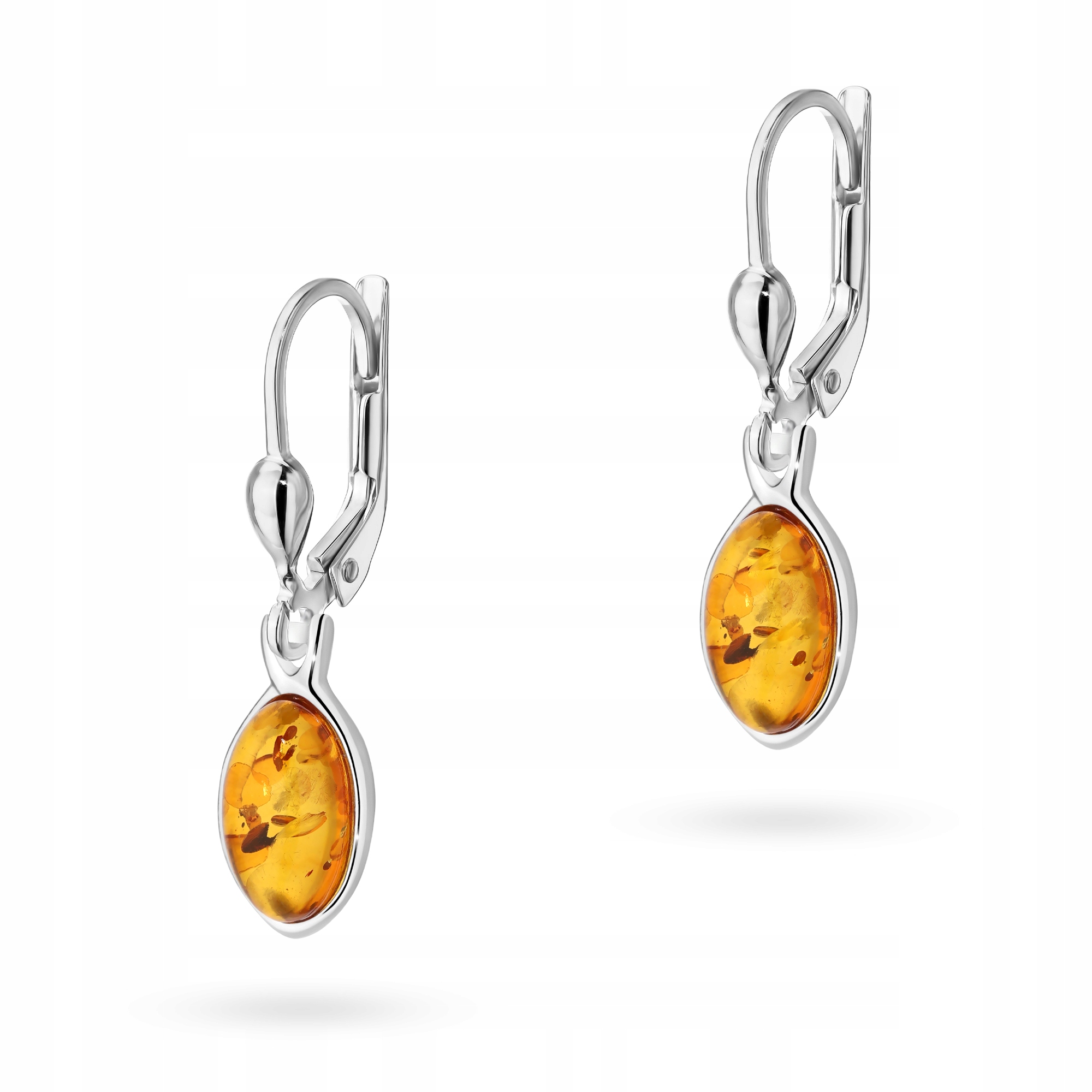 Stříbrné dámské Náušnice s anglickým zapínáním ryzost 925 Jantarové Kapky Slzy