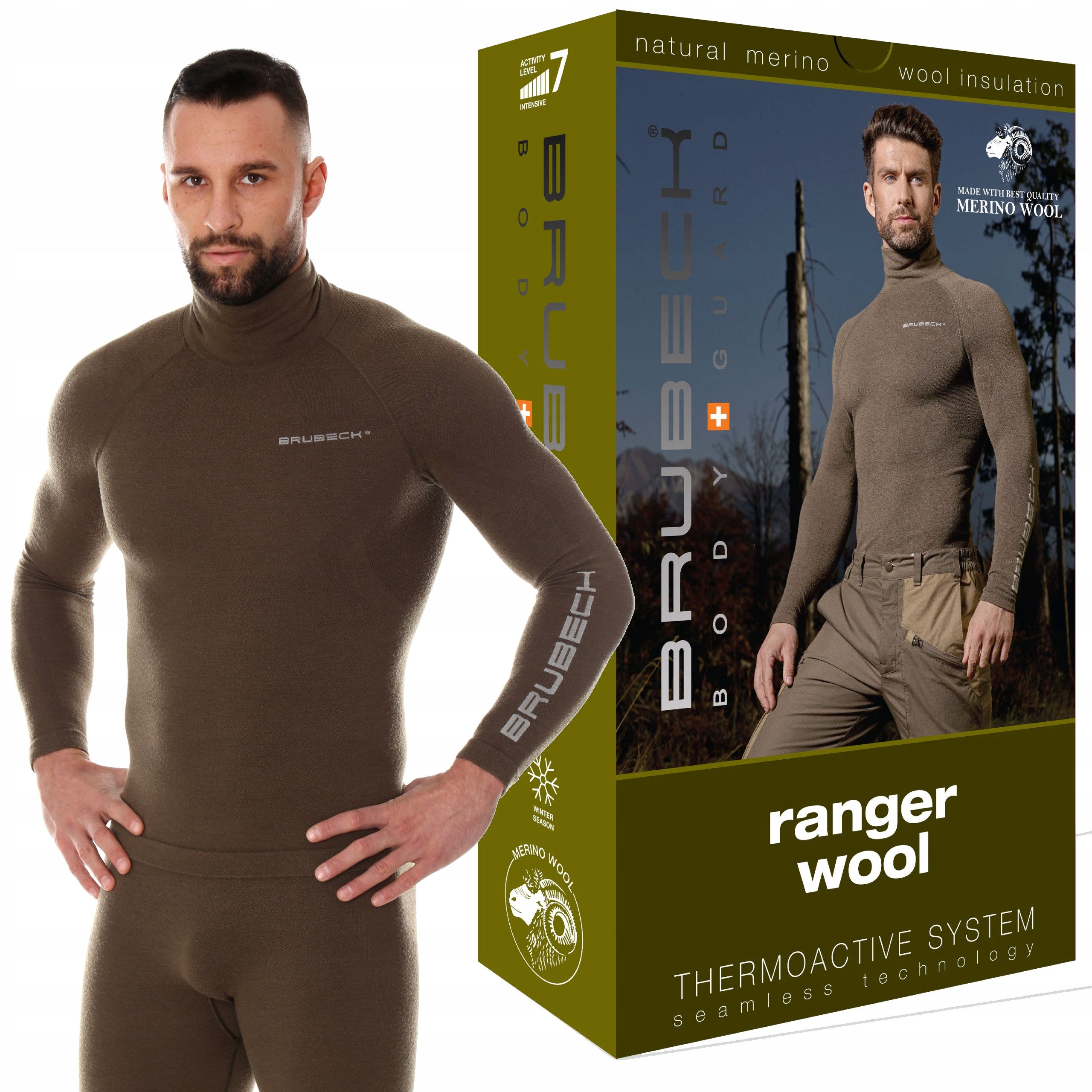 Męska bluza termiczna z merino Dla Myśliwych Leśników Brubeck Extreme -M
