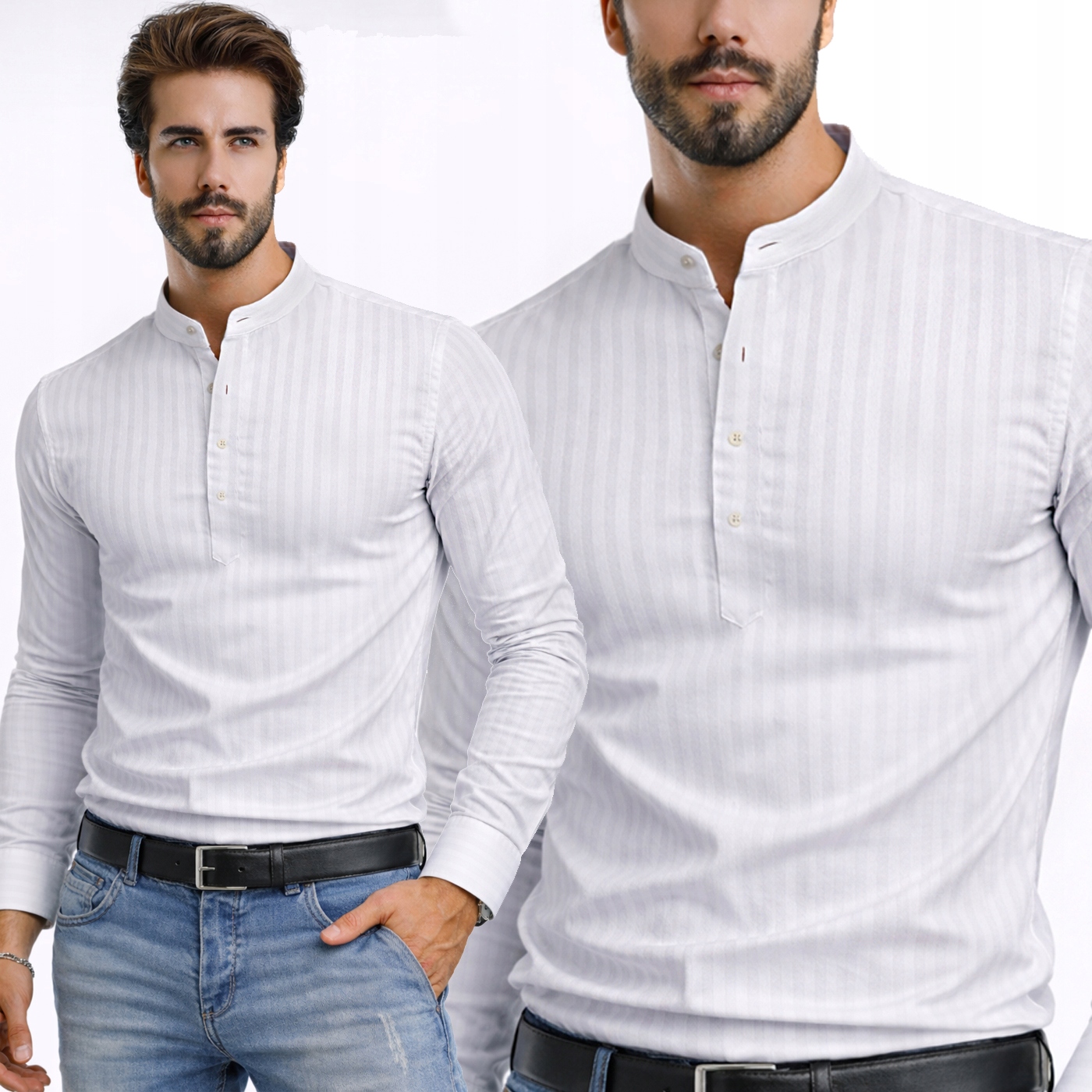 Pánská košile Casual Každodenní Elegantní Žebrovaná na stojáčku