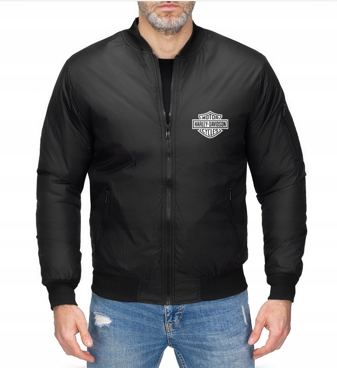 Pánská Bomber Bunda Bomber Přechodová Harley Davidson Černá XXL