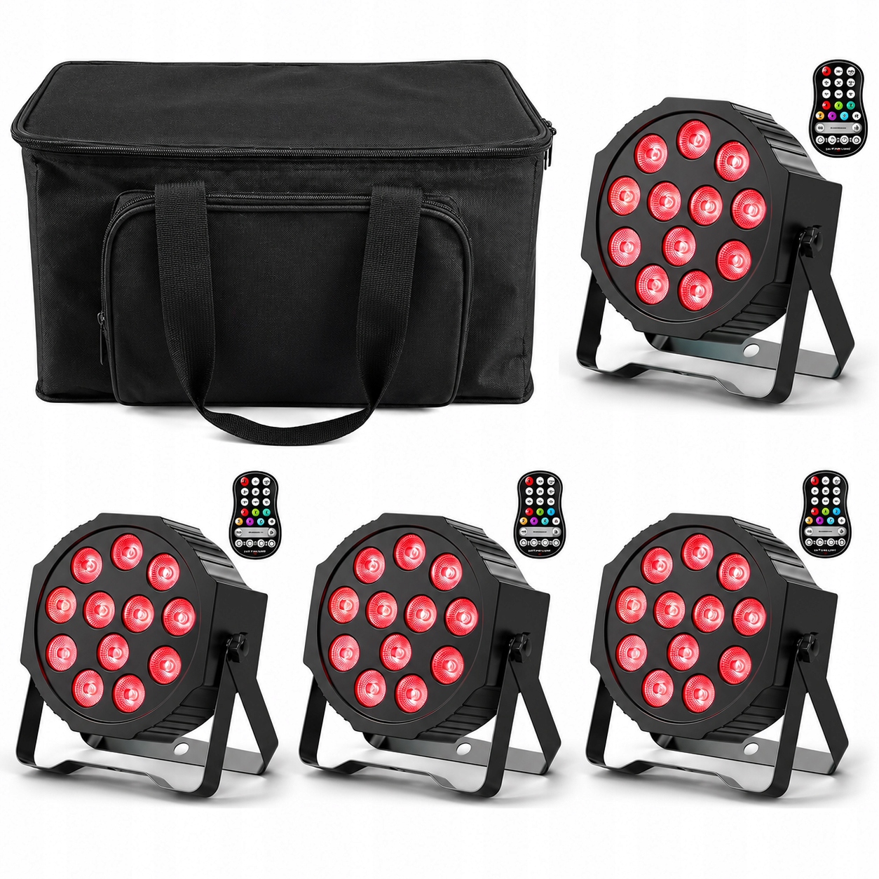 Led scénické lampy Rgbw 4x Par 24W akumulátorová pilotná taška DMX 6000 lm