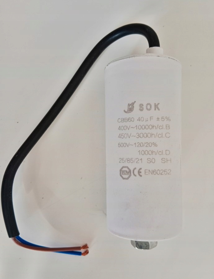 

Kondensator rozruchowy do silnika 40 uF z kablem