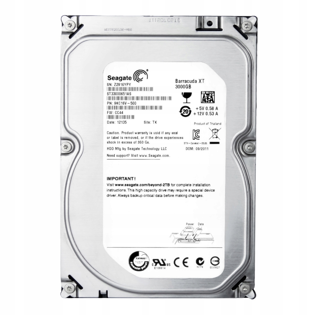 Seagate Barracuda Xt 3TB 7.2K 64MB Sata III 3.5'' ST33000651AS