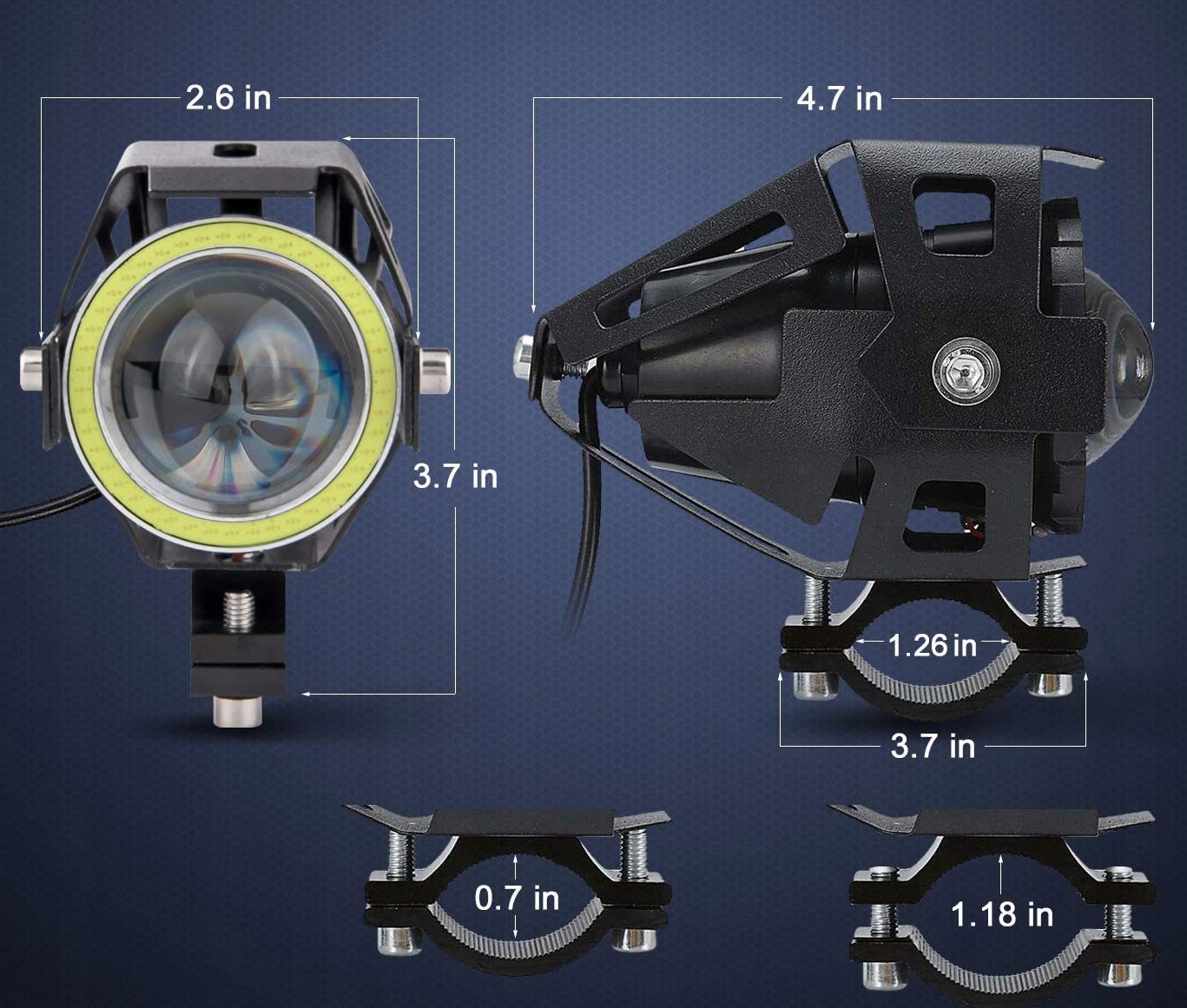 Halogeny motocyklowe RING LED lampy reflektory stroboskop U7 12-80V 3000LM Numer katalogowy części MTheadlights-2pcs