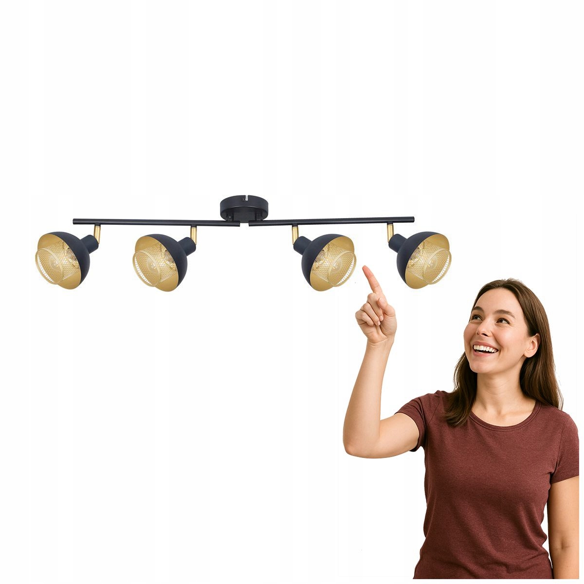 Industriální spotová lampa Savio Černá Zlatá 4xE14 Italux