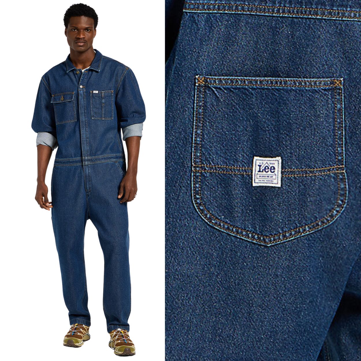 Lee Unionall Mid Wash Džins volný pánský tmavý džínový oblek S