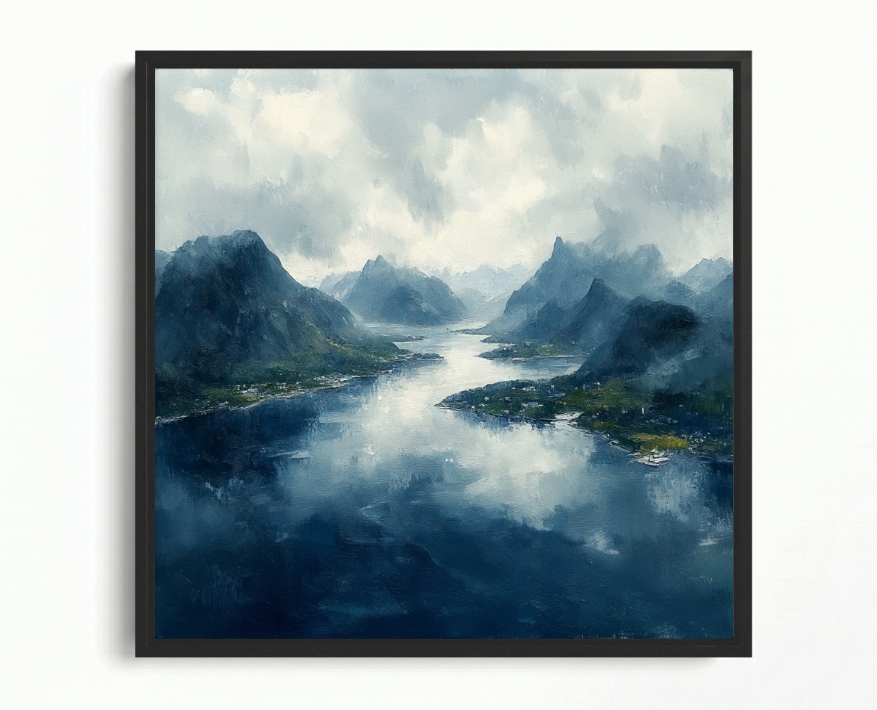 Obraz Rám American Box Krajina Nórsko Hory Skaly Fiord Zatoka 60x60