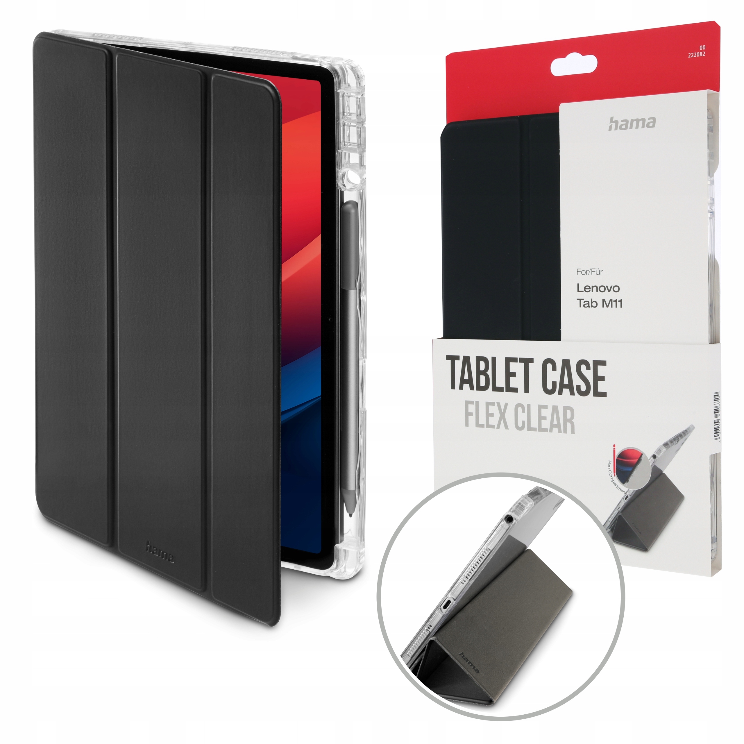 Etui na tablet Hama Flex Clear Lenovo Tab M11 czarne z klapką podstawka