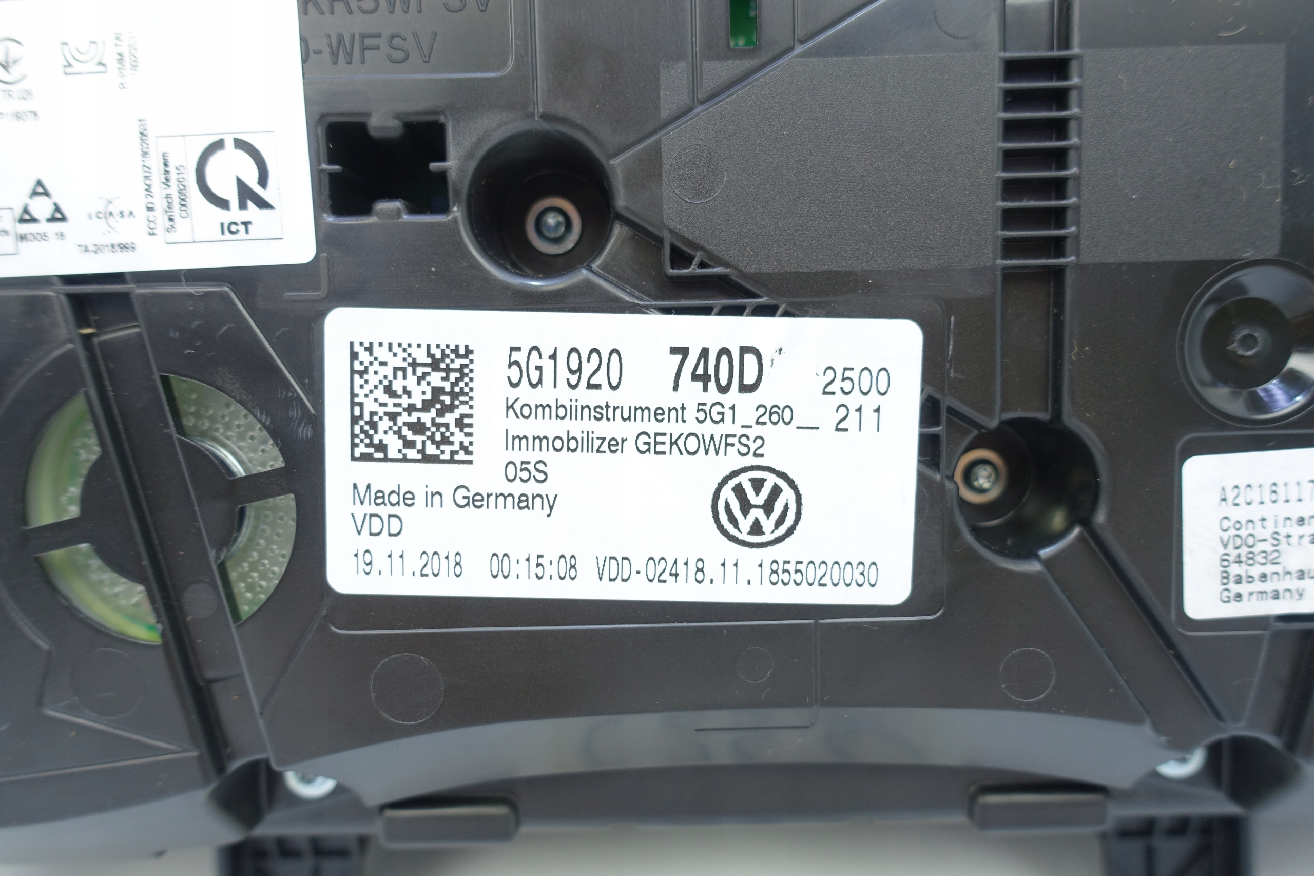 dials dials VW GOLF VII 7 5G 15606KM 5G1920740D