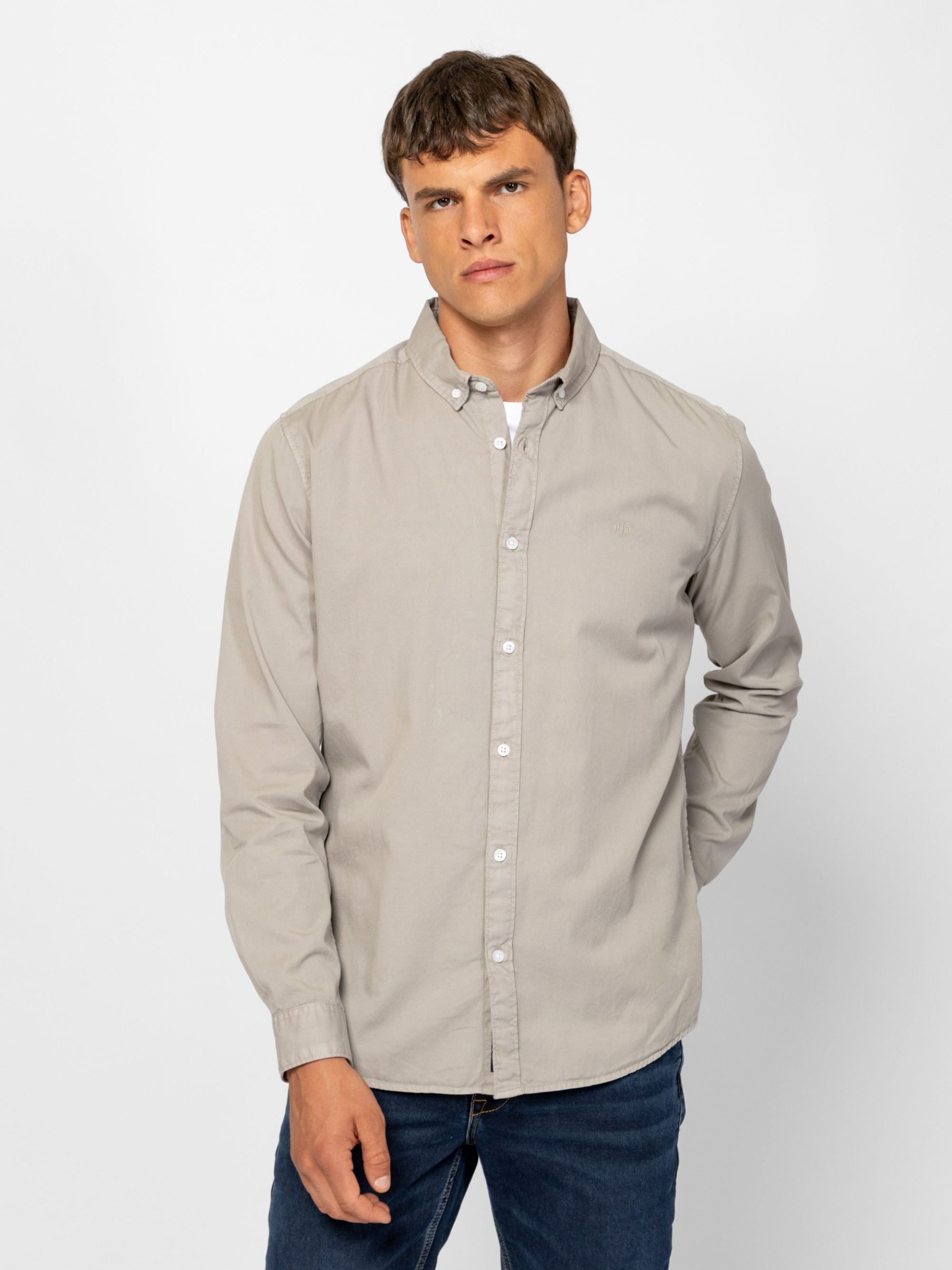 Heavy Tools Pánská Bavlněná Košile Rocha Stone Béžová XL