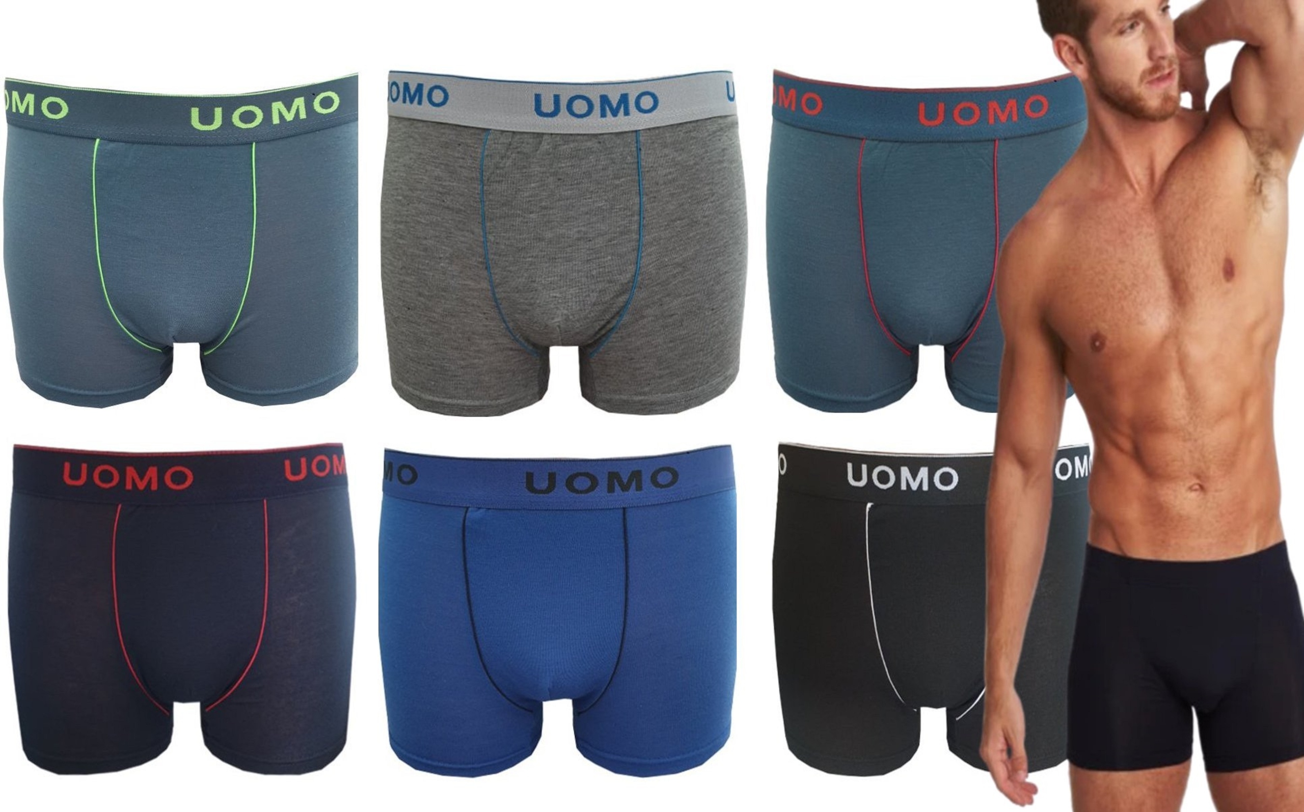 

6 × Uomo Bokserki Męskie majtki bawełniane L