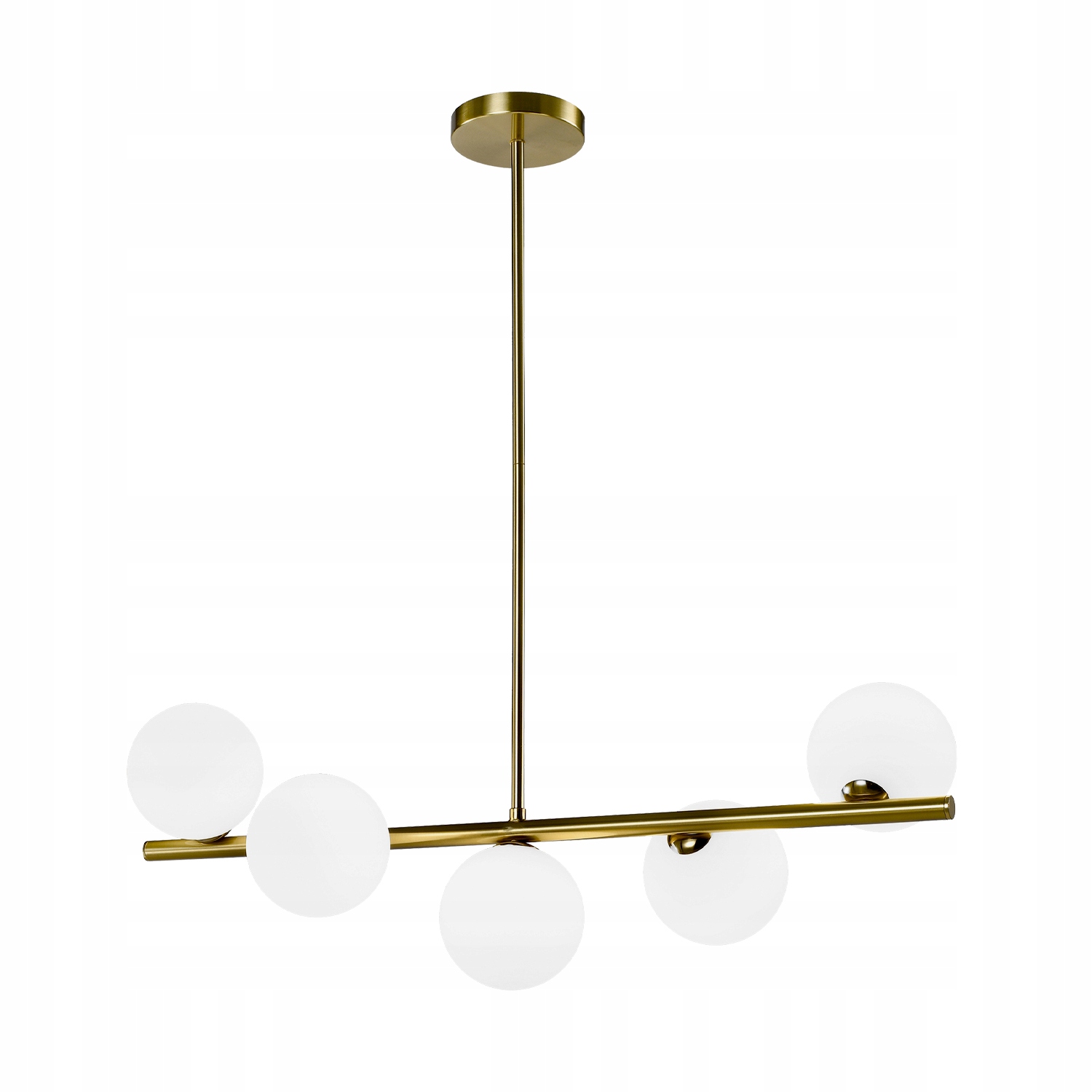 Elegantný zlatý Luster Závesná lampa Biele sklenené tienidlá 5xG9 do obývačky