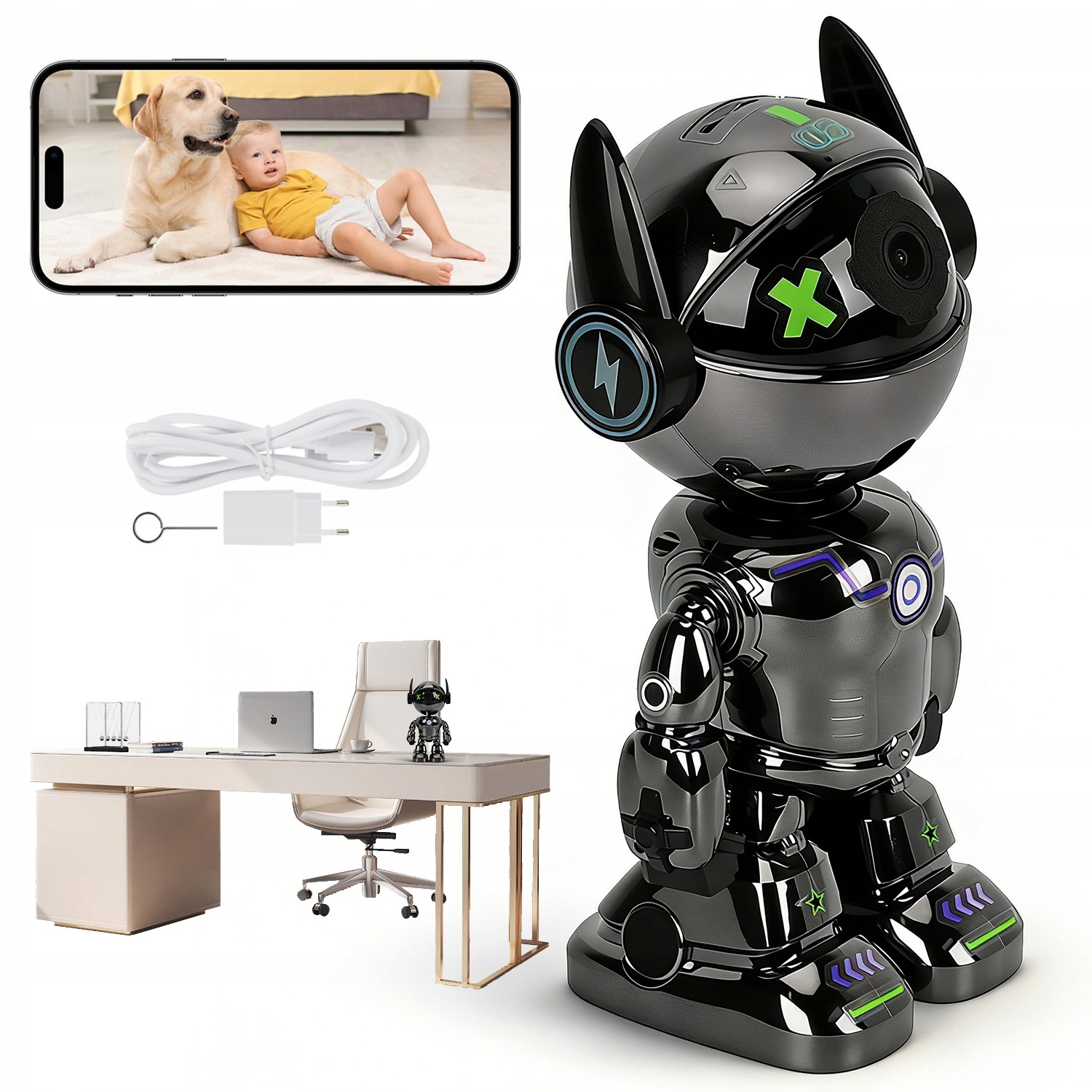 Wifi Kamera Ukrytá V Robotickém Monitorovacím Mikrofonu, Reproduktor, Detekce Pohybu