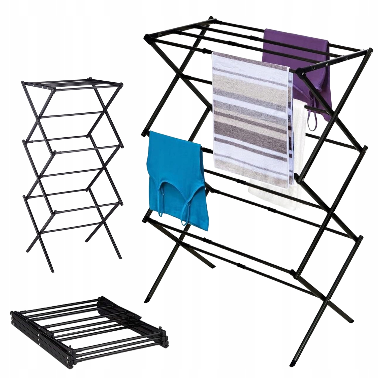 Levně Stojící Vertikální Sušák Na Prádlo 6 Úrovní 40-71CM Skládací Pevný