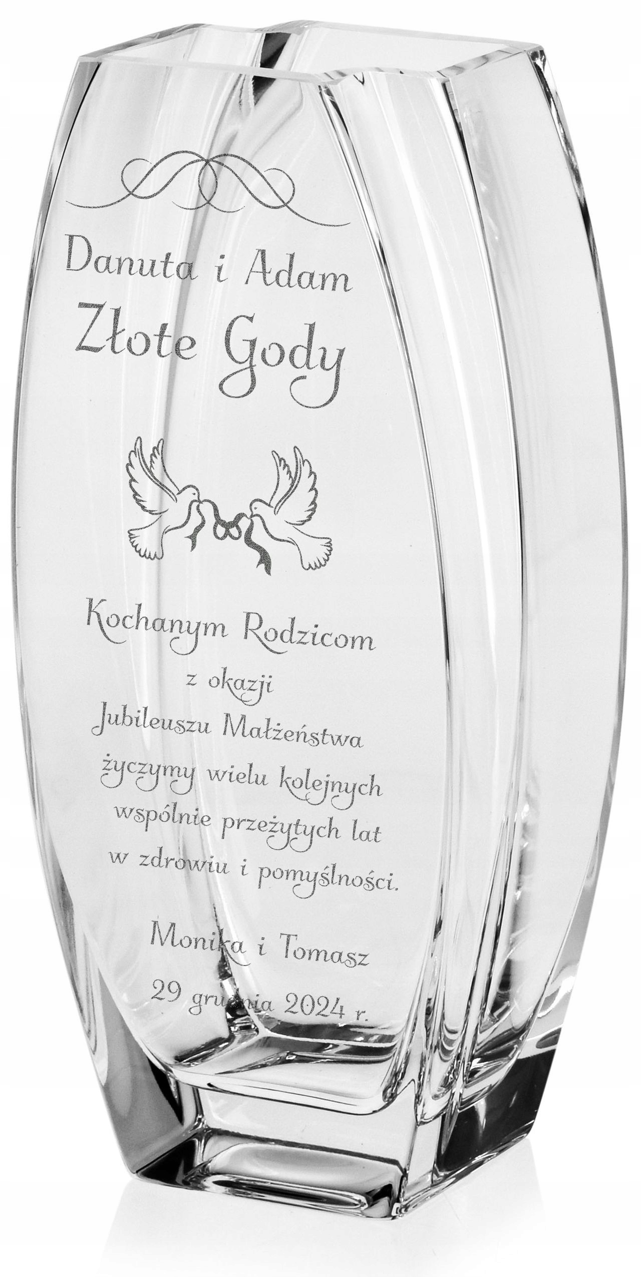 

Podziękowania dla Rodziców Wazon z grawerem 26cm