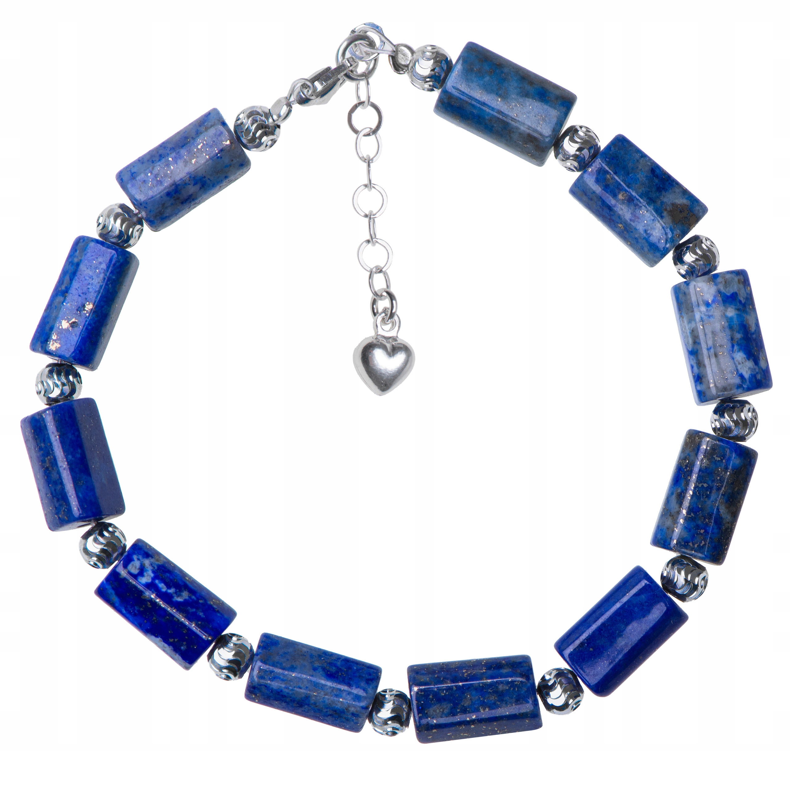 Stříbrný Náramek S Přírodním Kamenem Lapis Lazuli Srdce Stříbro 925