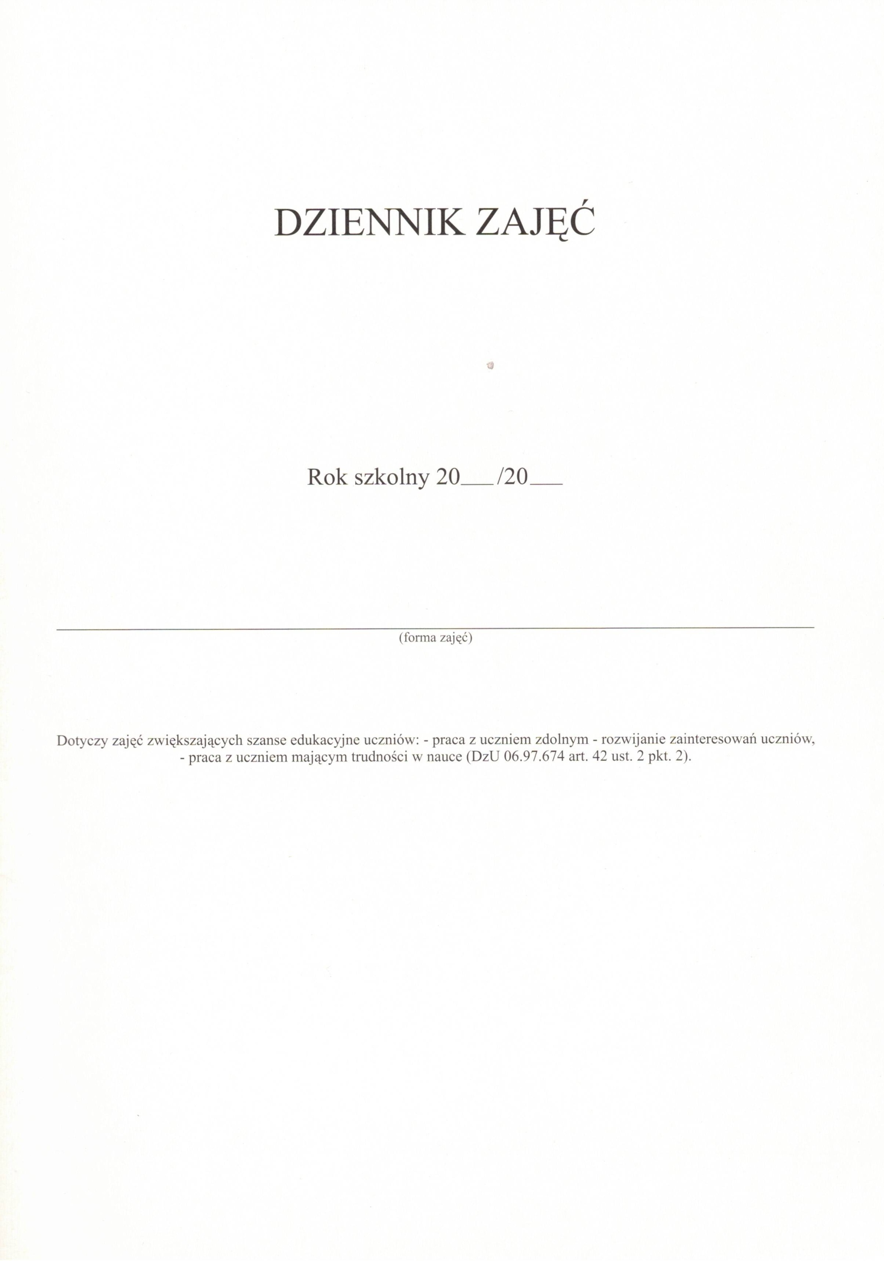 

Dziennik zajęć nauczyciela karciany