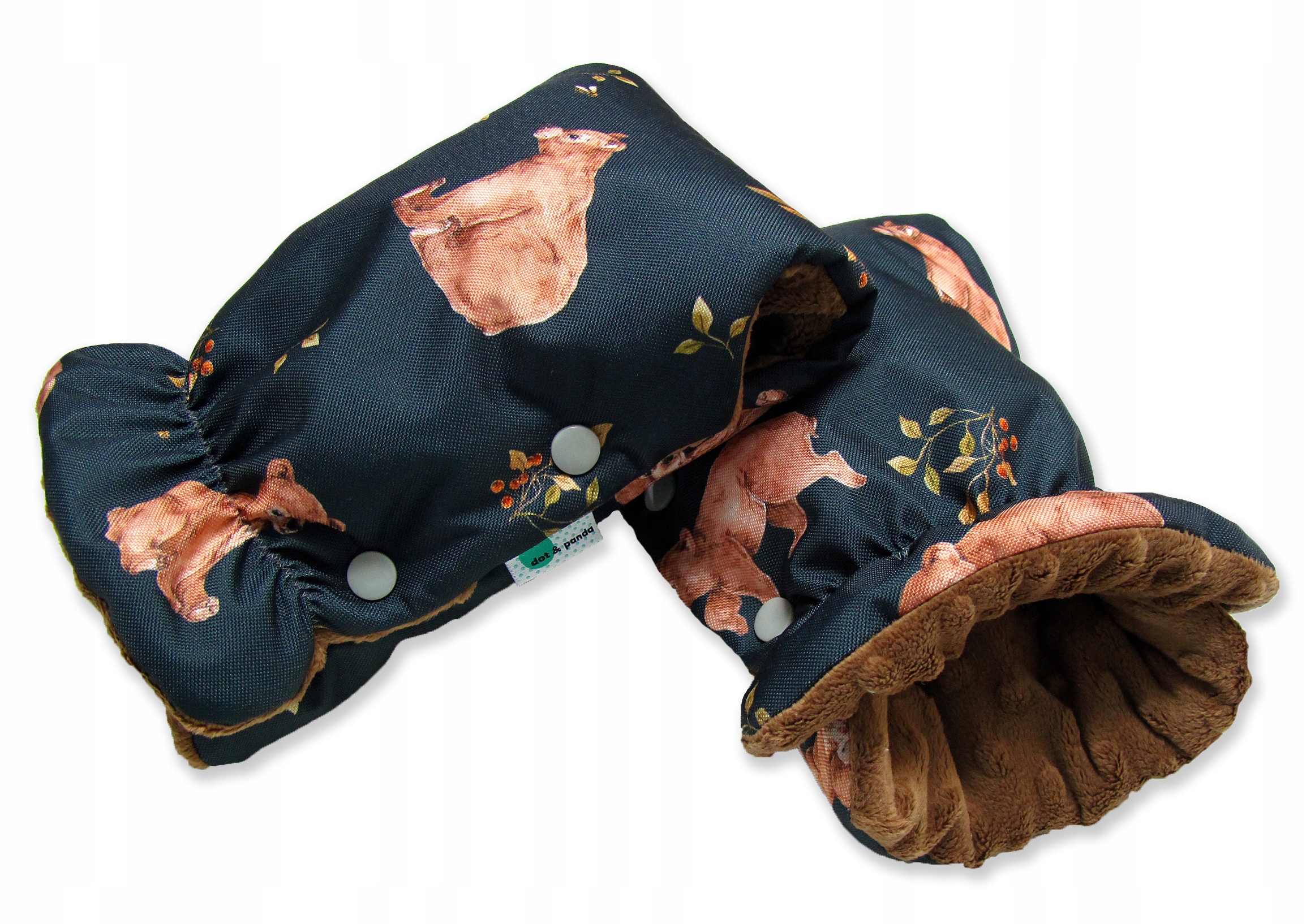 RĘKAWICZKI do wózka MINKY__ WODOODPORNE __ PREMIUM Marka Dot-and-panda