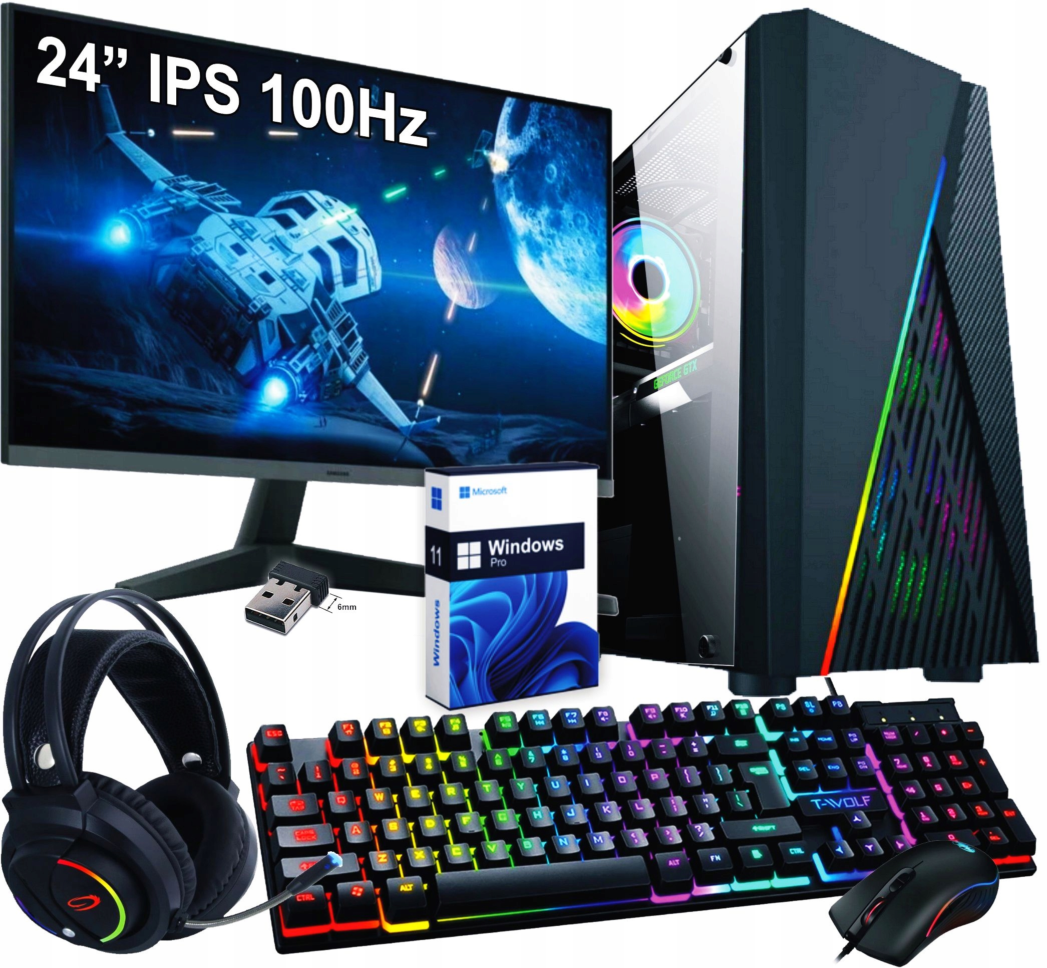 Set Počítač Ryzen 5|Radeon Rx |64GB|SSD M2 1TB|LED 24 |Win 11