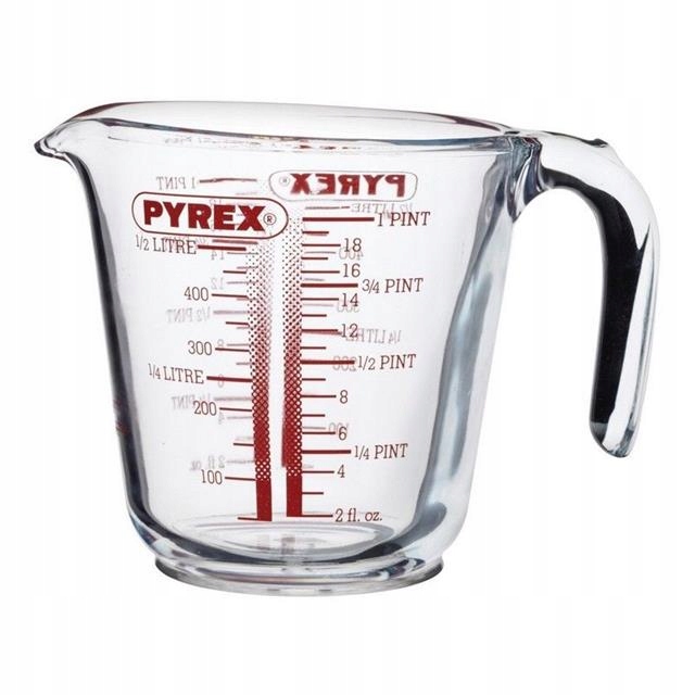 SZKLANY DZBANEK Z MIARKĄ PYREX ZE SZKŁA UCHWYT 0,5