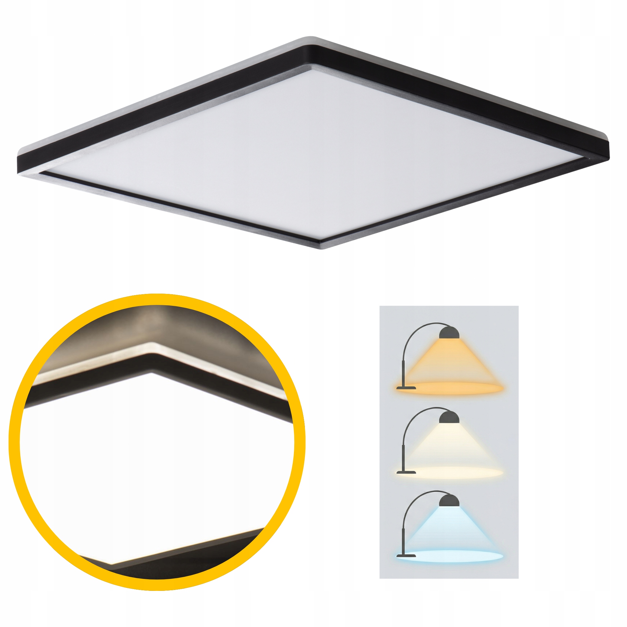 Plafon Led panel LL PLAF02CCT L22W czarny kwadrat zmiana barwy 42cm