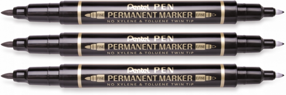 

Marker Permanentny Pentel N75W Czarny 2 Końcówk x3