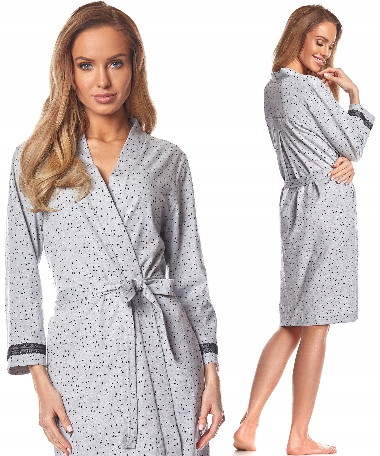 BAWEŁNIANY SZALOWY SZLAFROK DAMSKI PODOMKA L