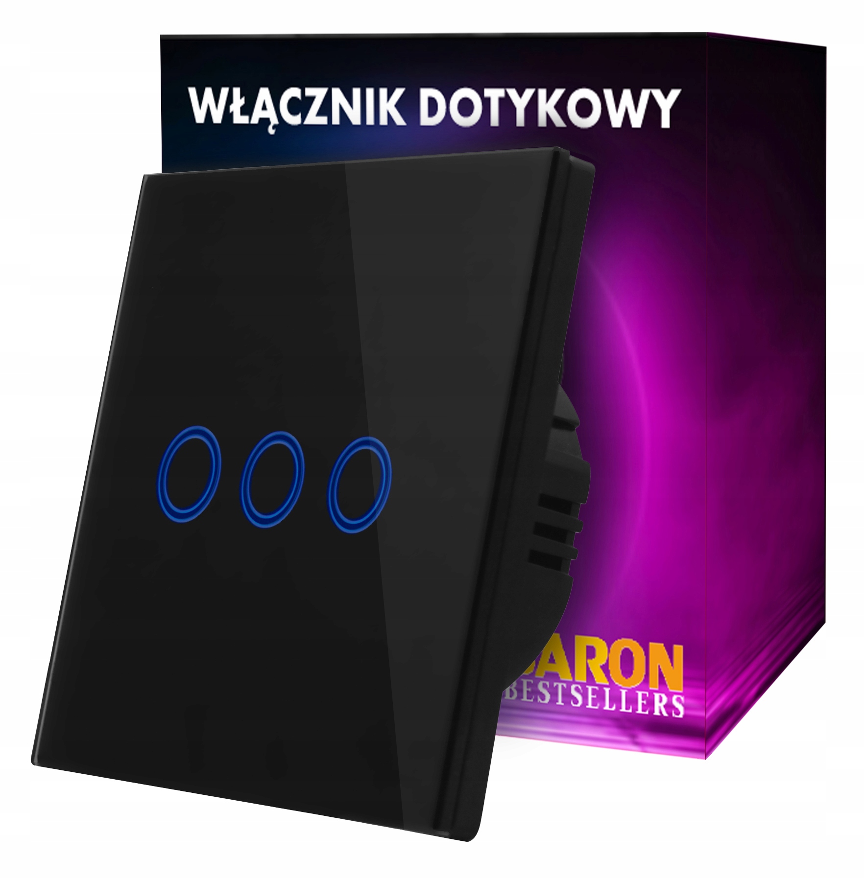 Dotykový spínač, Trojitý Stmívač, Černé Sklo