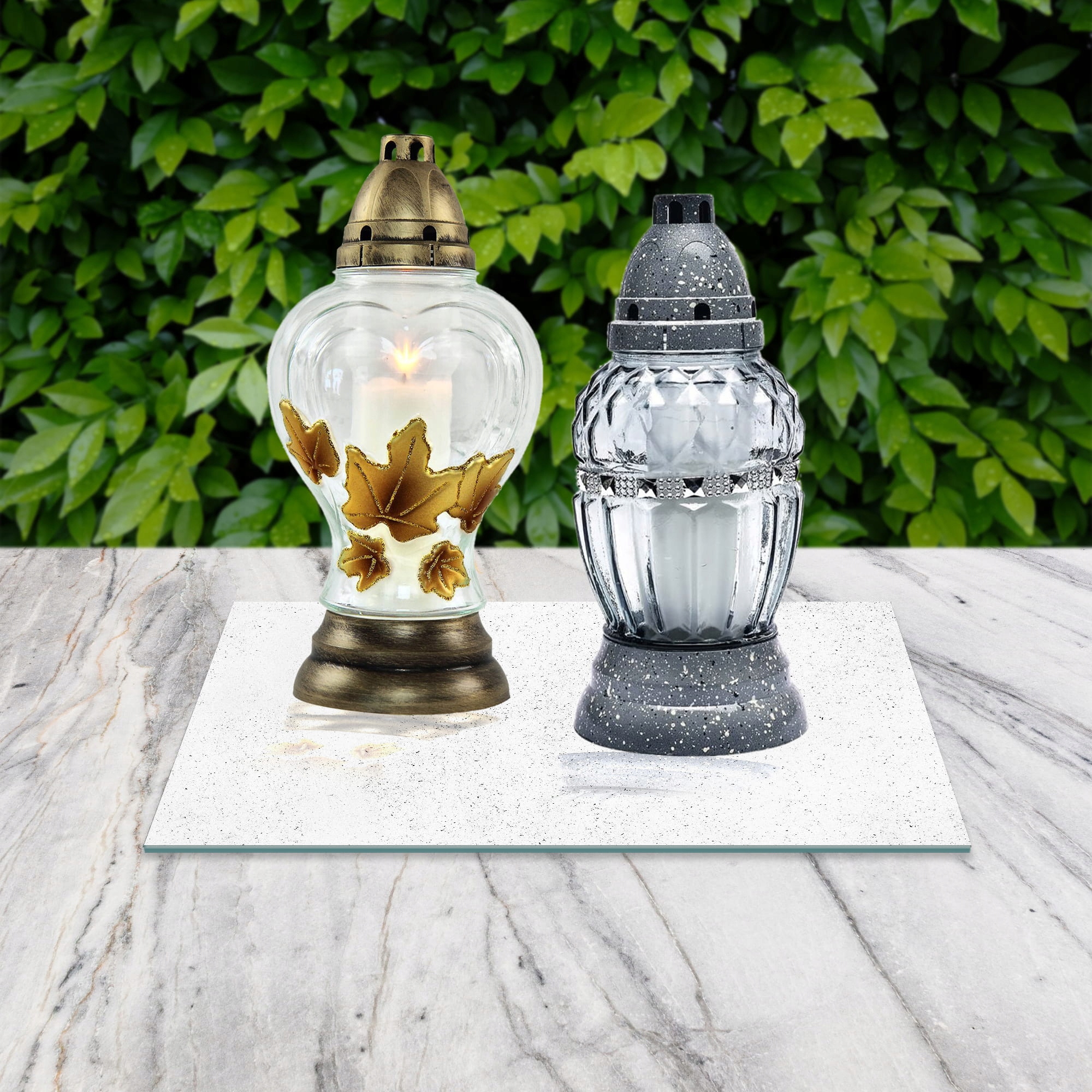 SZKLANA PODSTAWKA POD ZNICZE 40x30 Biały granit40B Materiał szkło hartowane